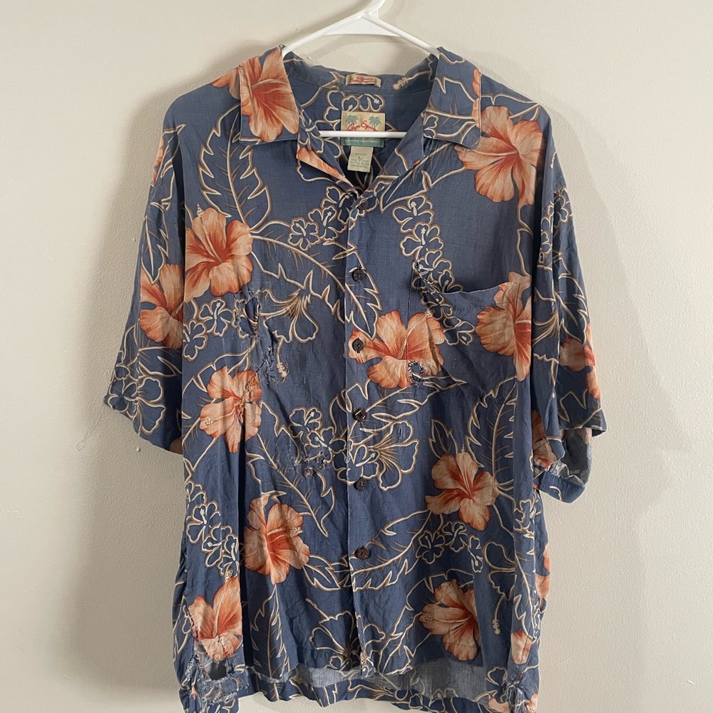Vintage Regency Silk Hawaiian Shirt | Button Front Size L | 100% Silk
